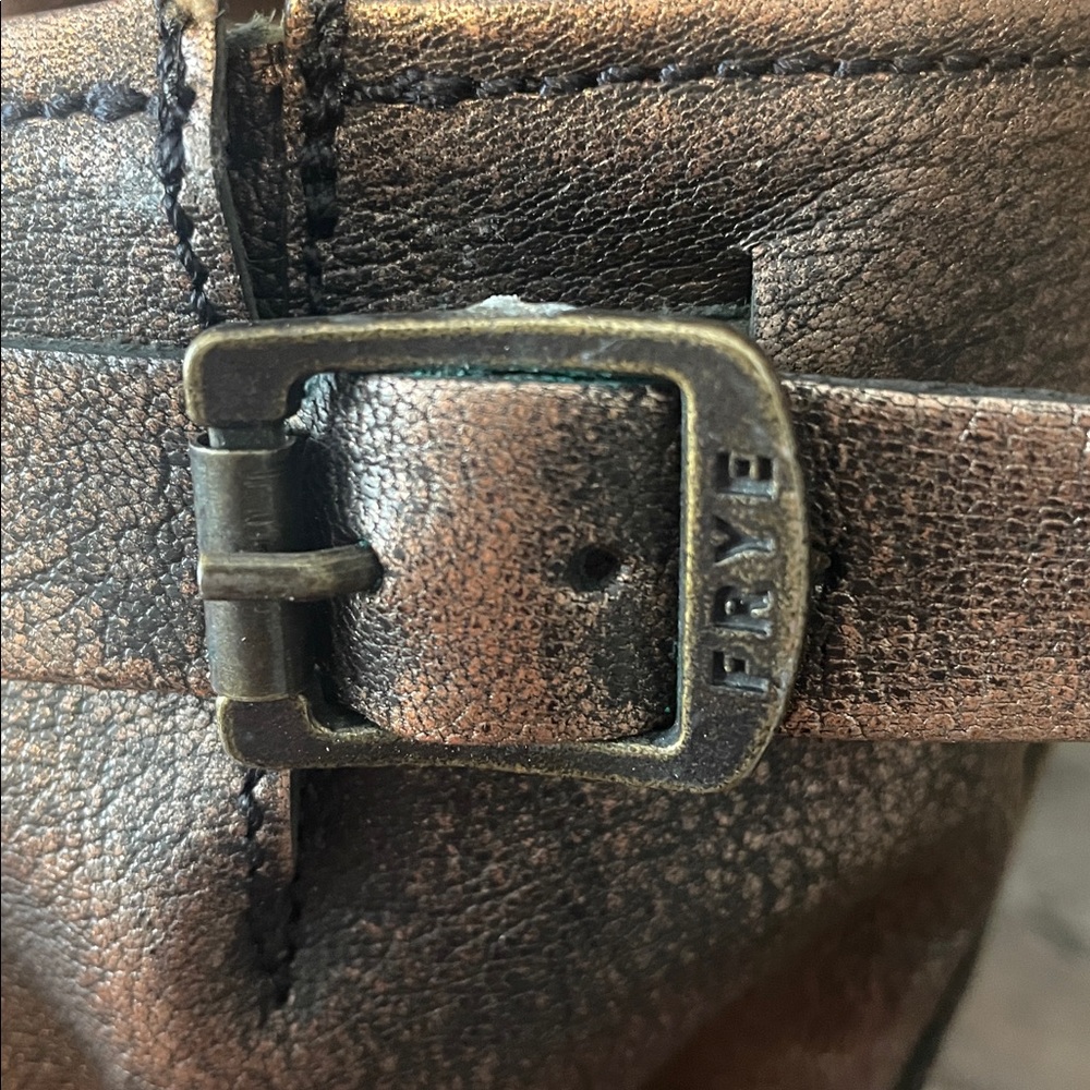 Frye Veronica Distressed Leather Boots Metallic Bronze - Picture 15 of 16